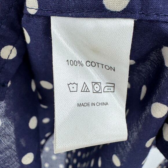 BIRDS OF PARADIS BY TROVATA Blue Semisheer Polka Dot Button Down Blouse Size S - Picture 6 of 6